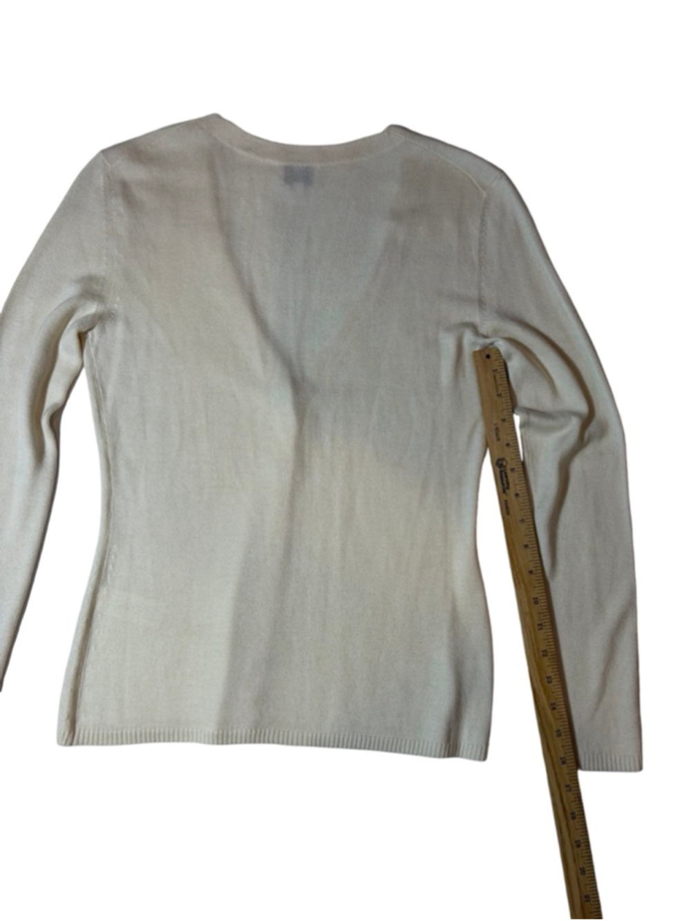 G. Label Light Cream V-Neck Button Cardigan Sweater - Picture 2 of 7